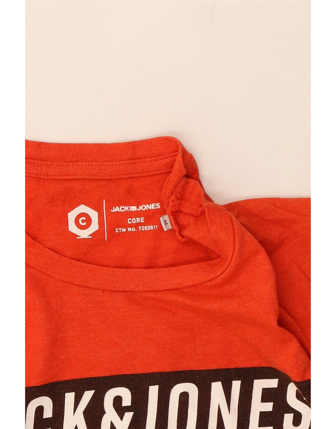 JACK & JONES Mens Core Graphic T-Shirt Top Medium Orange Cotton Vintage Jack & Jones and Second-Hand Jack & Jones from Messina Hembry 
