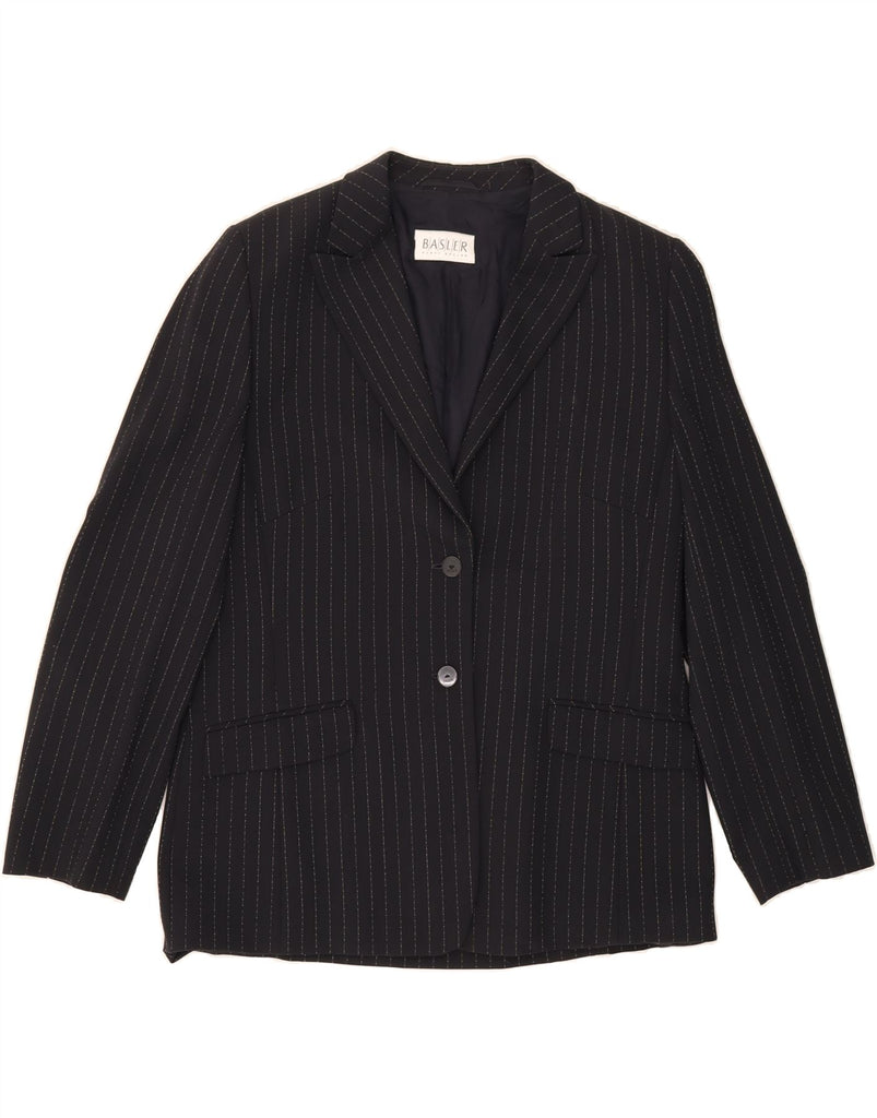 BASLER Womens 2 Button Blazer Jacket UK 16 Large  Black Pinstripe Wool Vintage Basler and Second-Hand Basler from Messina Hembry 
