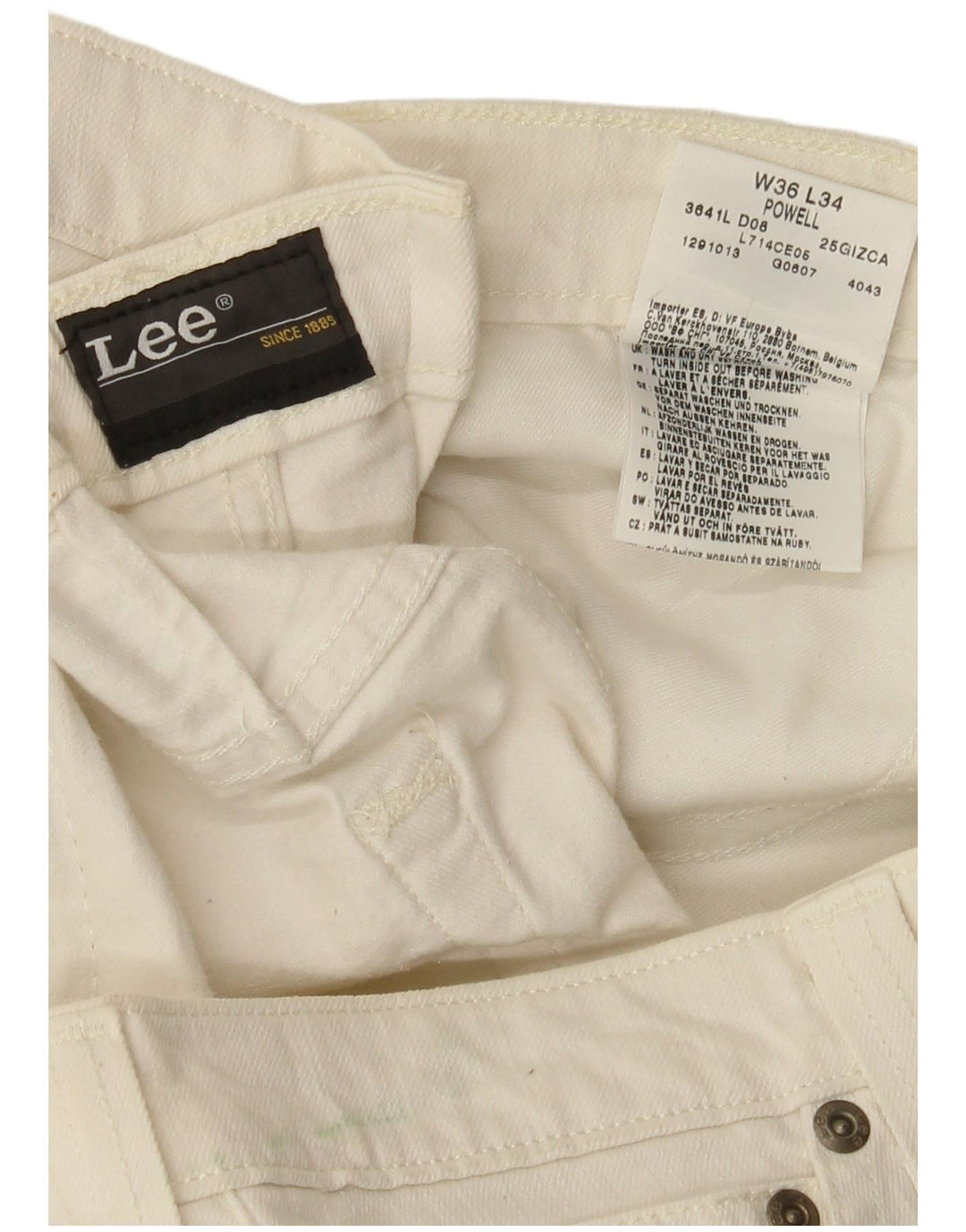 Lee Dame Powell Jeans W36 L33 Hvid Bomuld