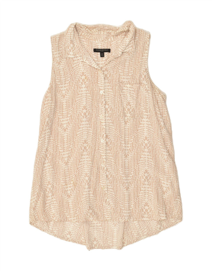 BANANA REPUBLIC Womens Sleeveless Shirt Blouse UK 12 Medium Beige Rayon | Vintage Banana Republic | Thrift | Second-Hand Banana Republic | Used Clothing | Messina Hembry 