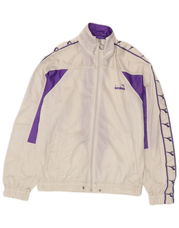 Diadora Grafisk træningsdragt topjakke til kvinder UK 10 Small White Colourblock