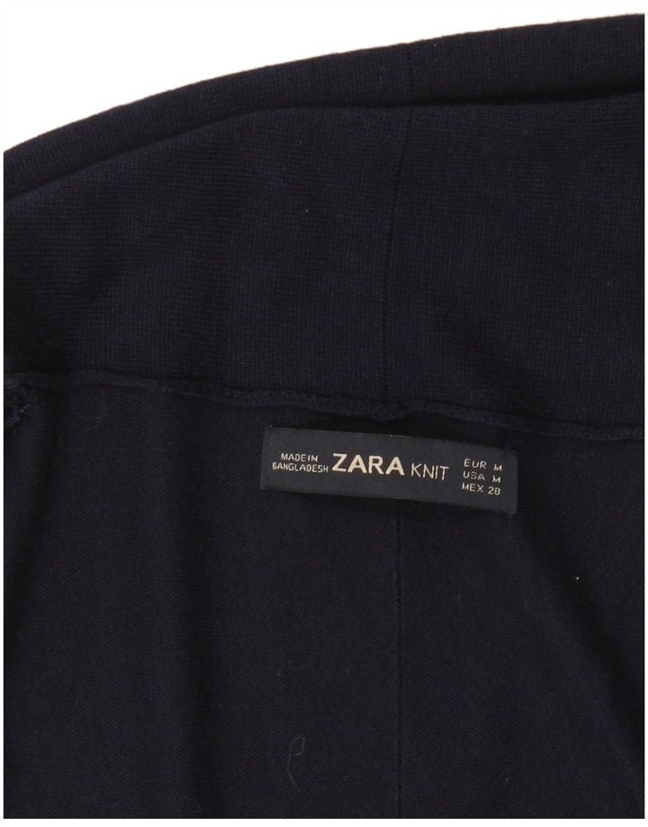 ZARA Dame Longline Open Cardigan Sweater UK 12 Medium Navy Blue