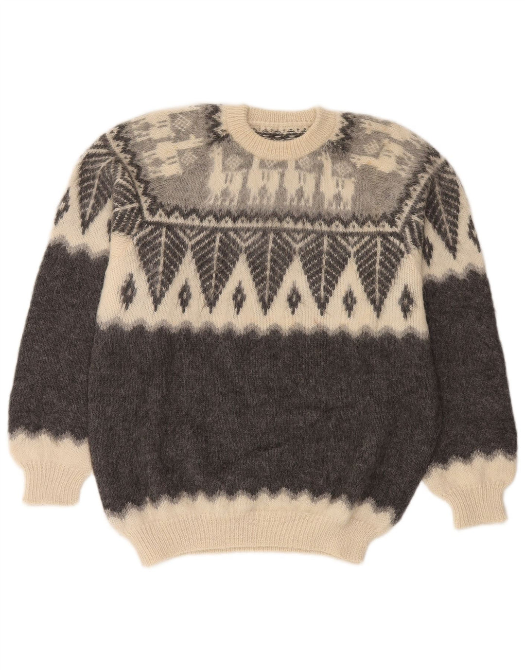 Vintage herre sweater med rund hals, lille grå Fair Isle