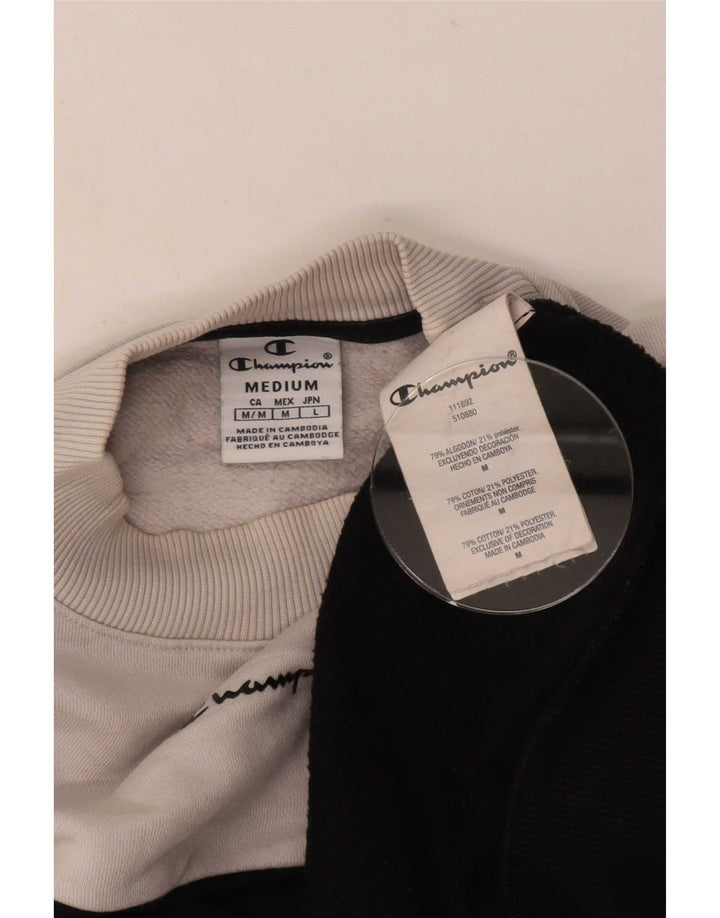 Champion Womens Oversized Sweatshirt Jumper UK 14 Medium Black Colourblock