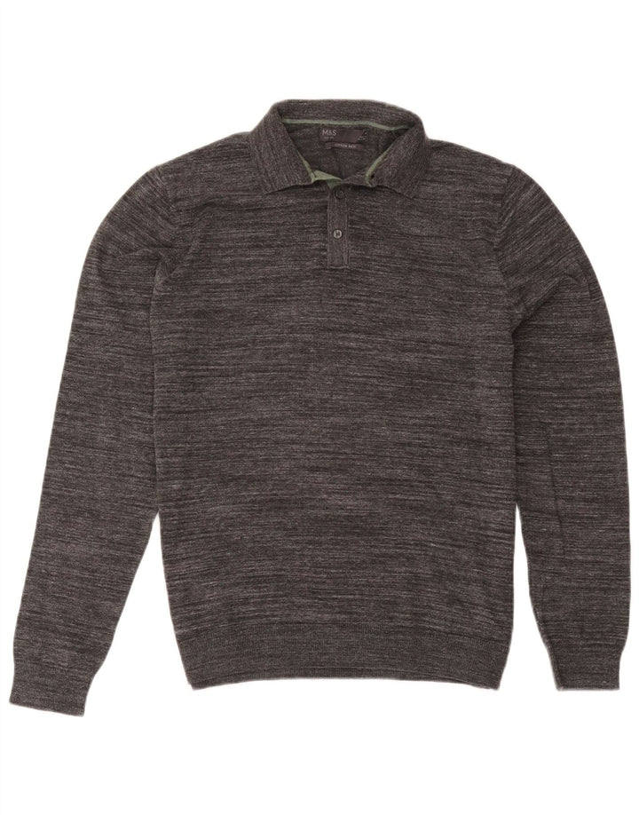Marks & Spencer Herre Polo Neck sweater Medium Grey Flecked Bomuld
