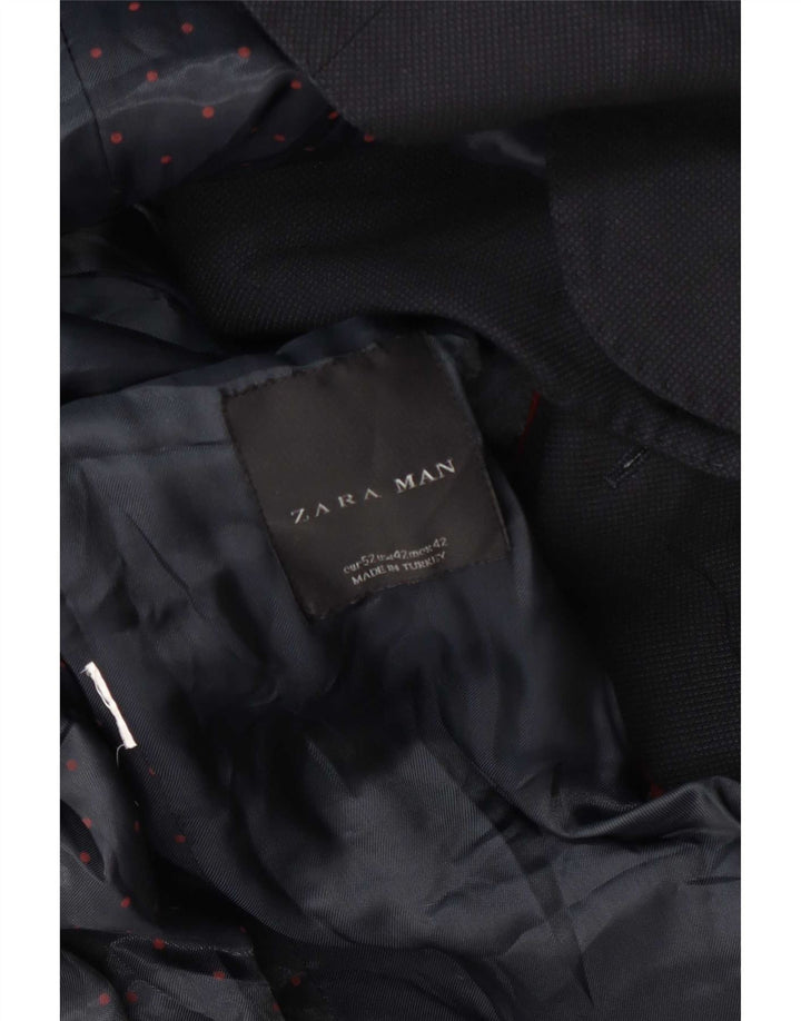 Zara Herre 2-knaps blazerjakke EU 52 Large Navy Blue