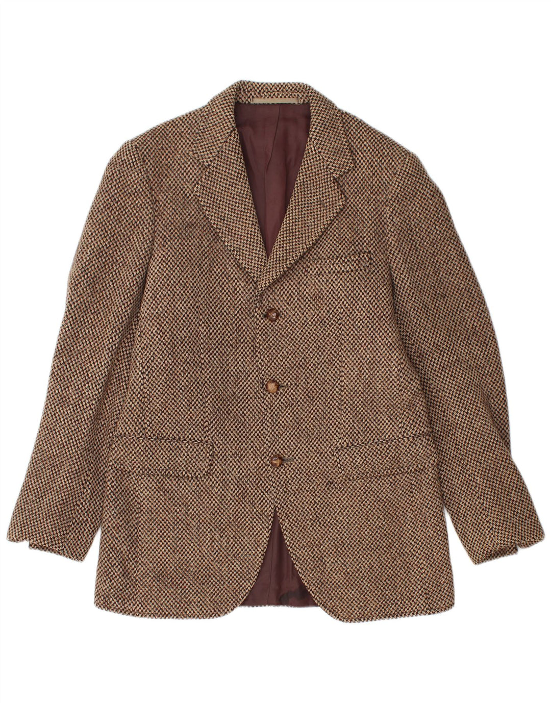 HARRIS TWEED Herre 3-knaps blazerjakke UK 38 Medium Brown New Wool