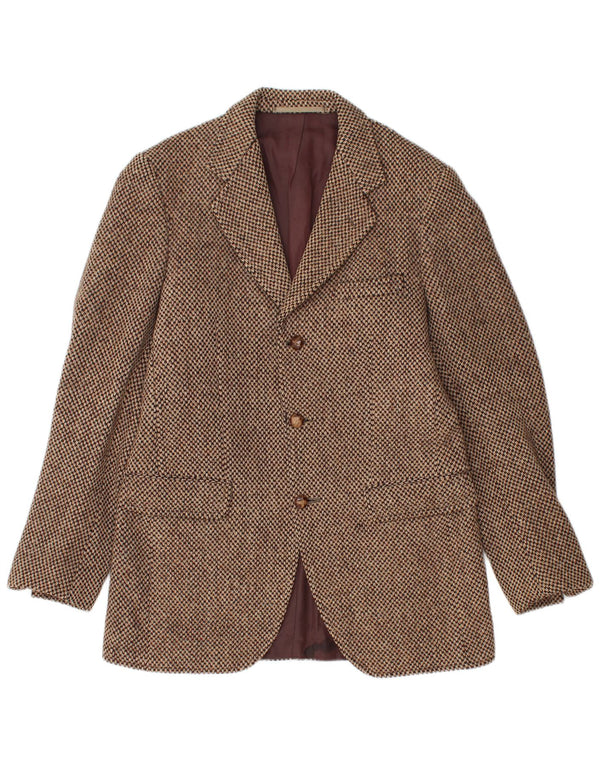 HARRIS TWEED Herre 3-knaps blazerjakke UK 38 Medium Brown New Wool