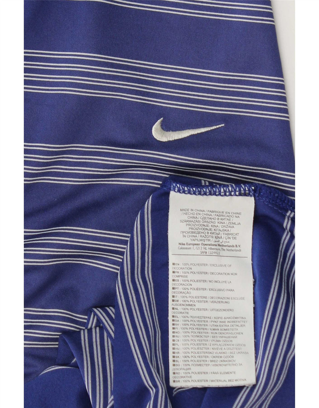 Nike Poloskjorte til mænd 2XL marineblå stribet polyester