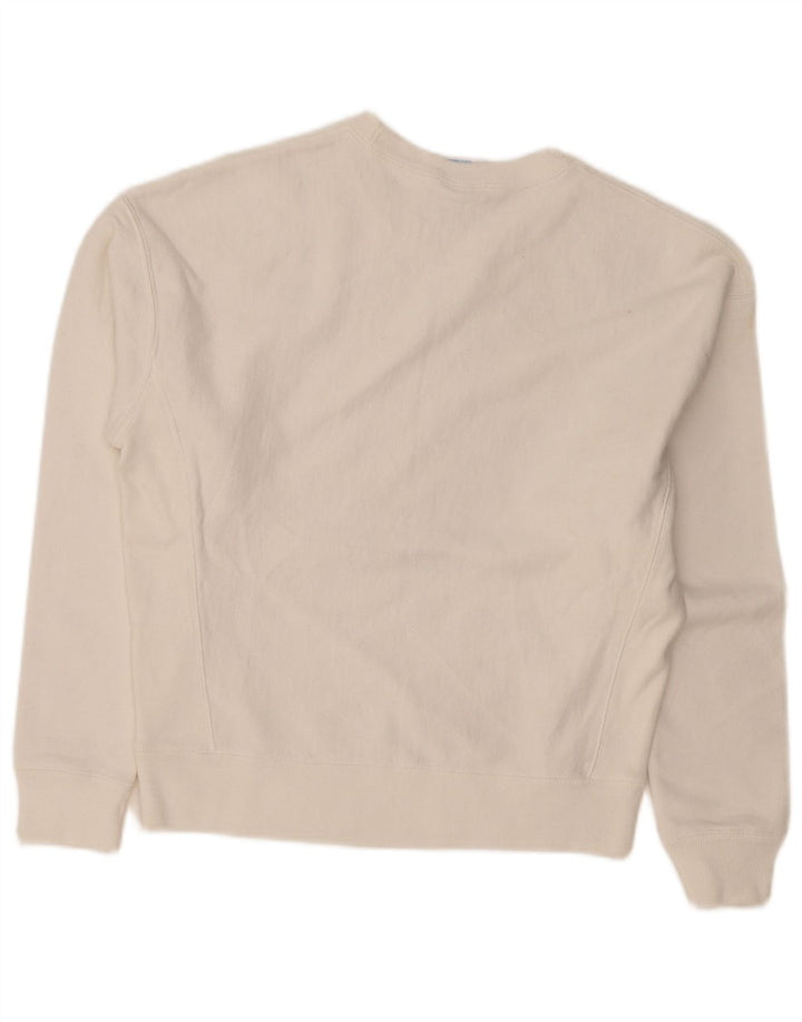 Champion Dame Sweatshirt Jumper UK 14 Medium Hvid Bomuld