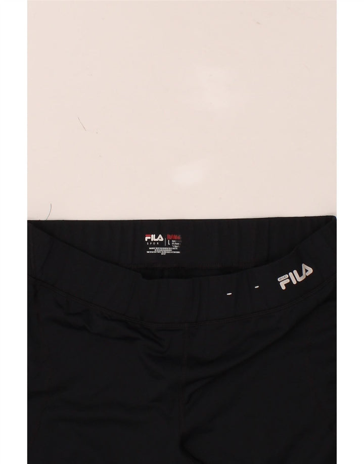 FILA Womens Capri Leggings UK 14 Large  Black Polyester Vintage Fila and Second-Hand Fila from Messina Hembry 