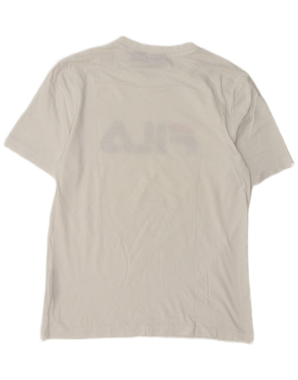 Fila Herre Grafisk T-Shirt Top Lille Hvid Bomuld