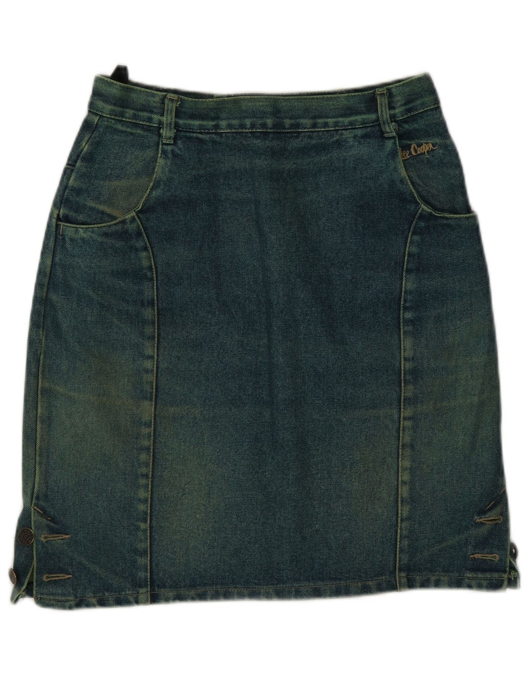Lee Cooper Dame Denim Nederdel IT 42 Medium W26 Grøn Bomuld