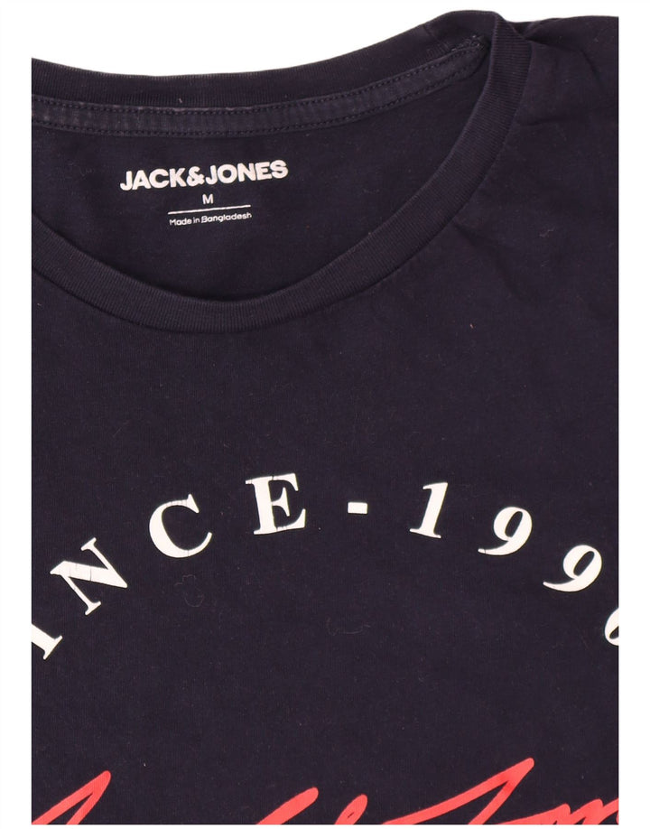Jack & Jones Herre grafisk T-shirt Top Medium Marineblå Bomuld
