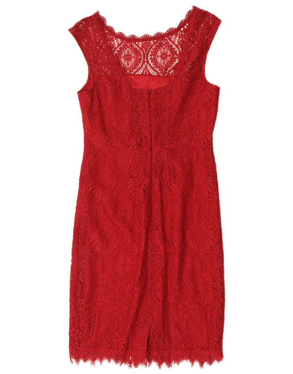 Monsoon Womens Ærmeløs blondeskedekjole UK 10 Small Red Nylon