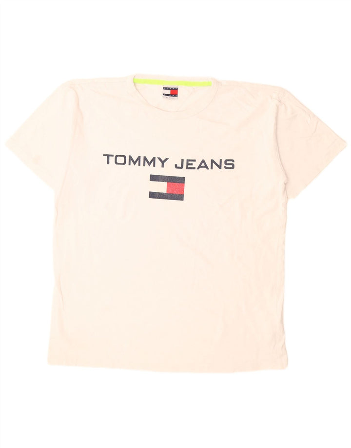 Tommy Hilfiger Herre grafisk T-shirt Top Medium Hvid Bomuld