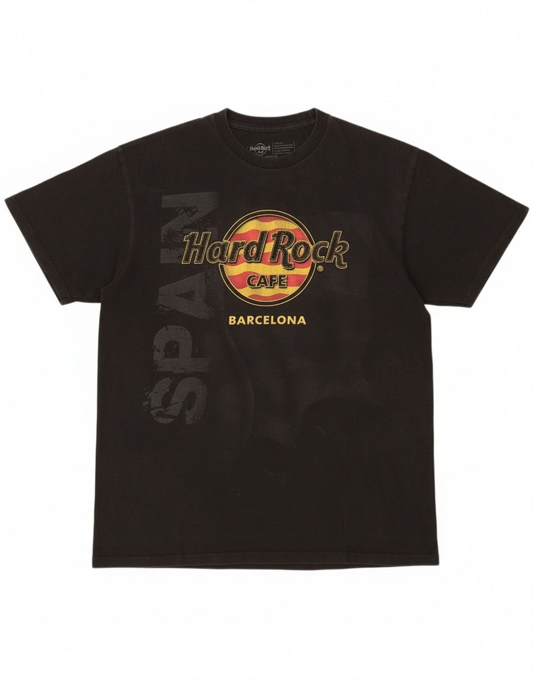 Hard Rock Cafe Herre Barcelona Grafisk T-Shirt Top Medium Sort Bomuld