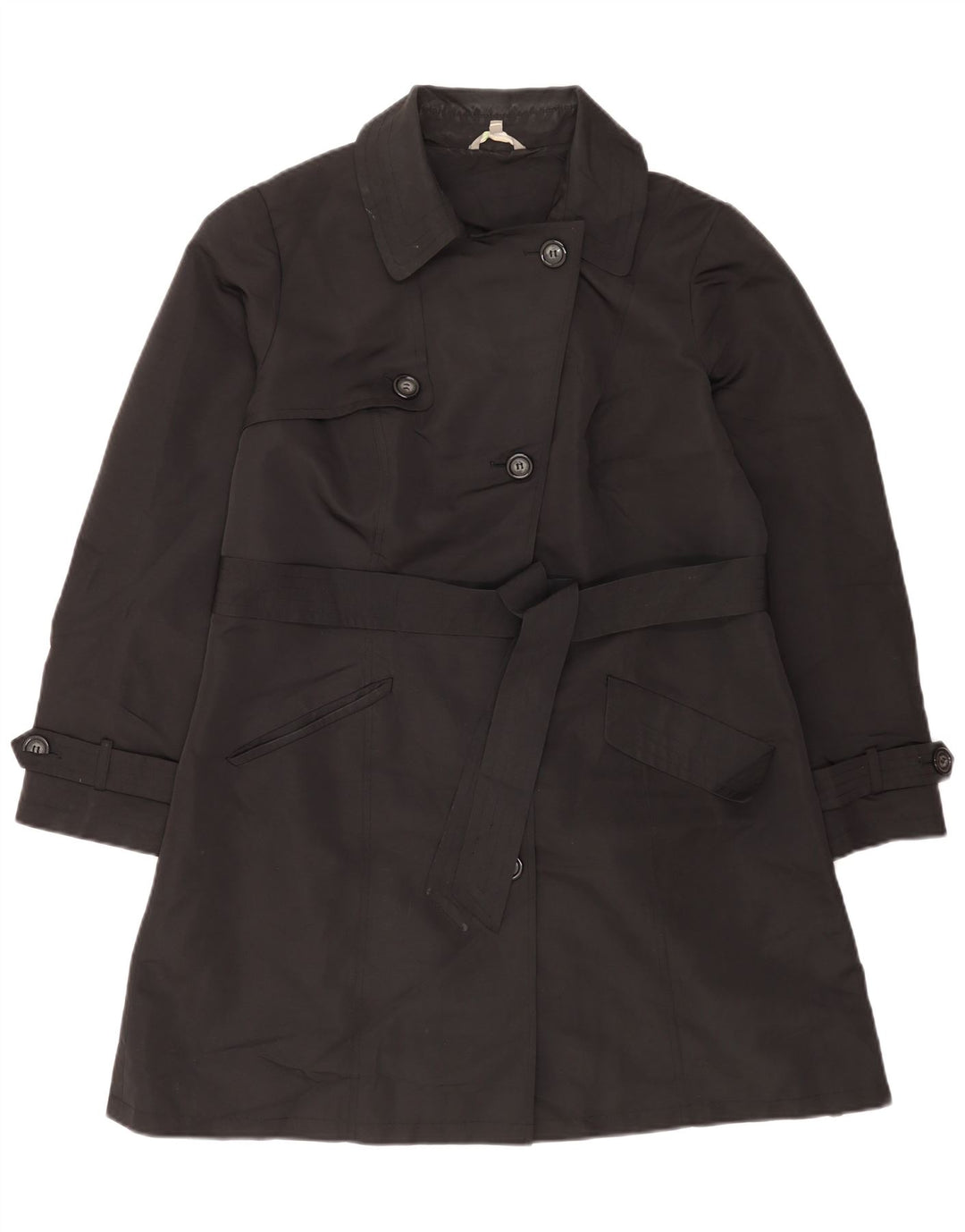 Marks & Spencer Trench Coat til kvinder UK 16 Stor sort polyester