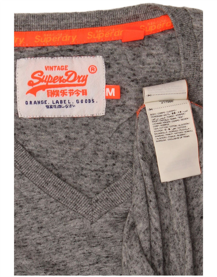 SUPERDRY herre T-shirt top mellemgrå flækket bomuld