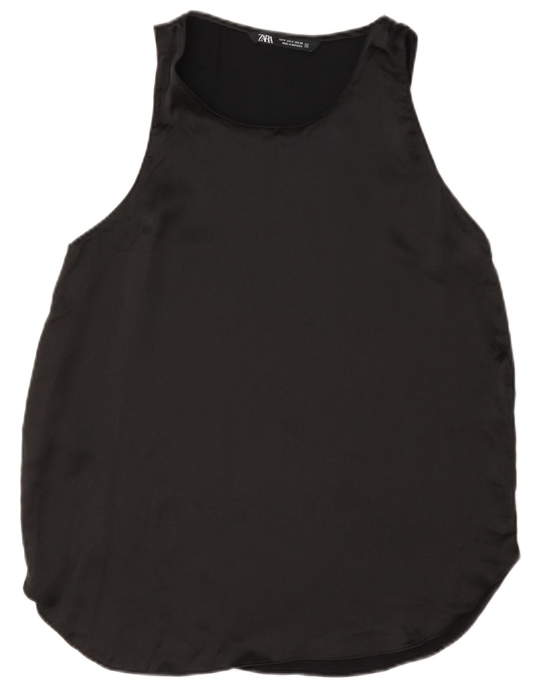 Zara Dame ærmeløs bluse Top UK 10 Small Black