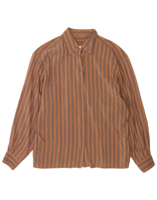 Vintage Womens Shirt UK 18 XL Brown Striped