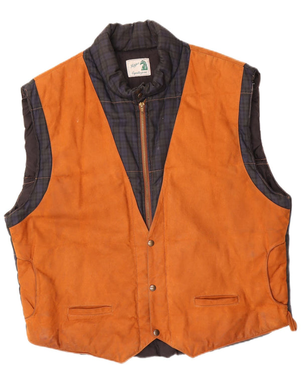 Vintage Herre Riding Polstret Gilet UK 42 XL Beige Check