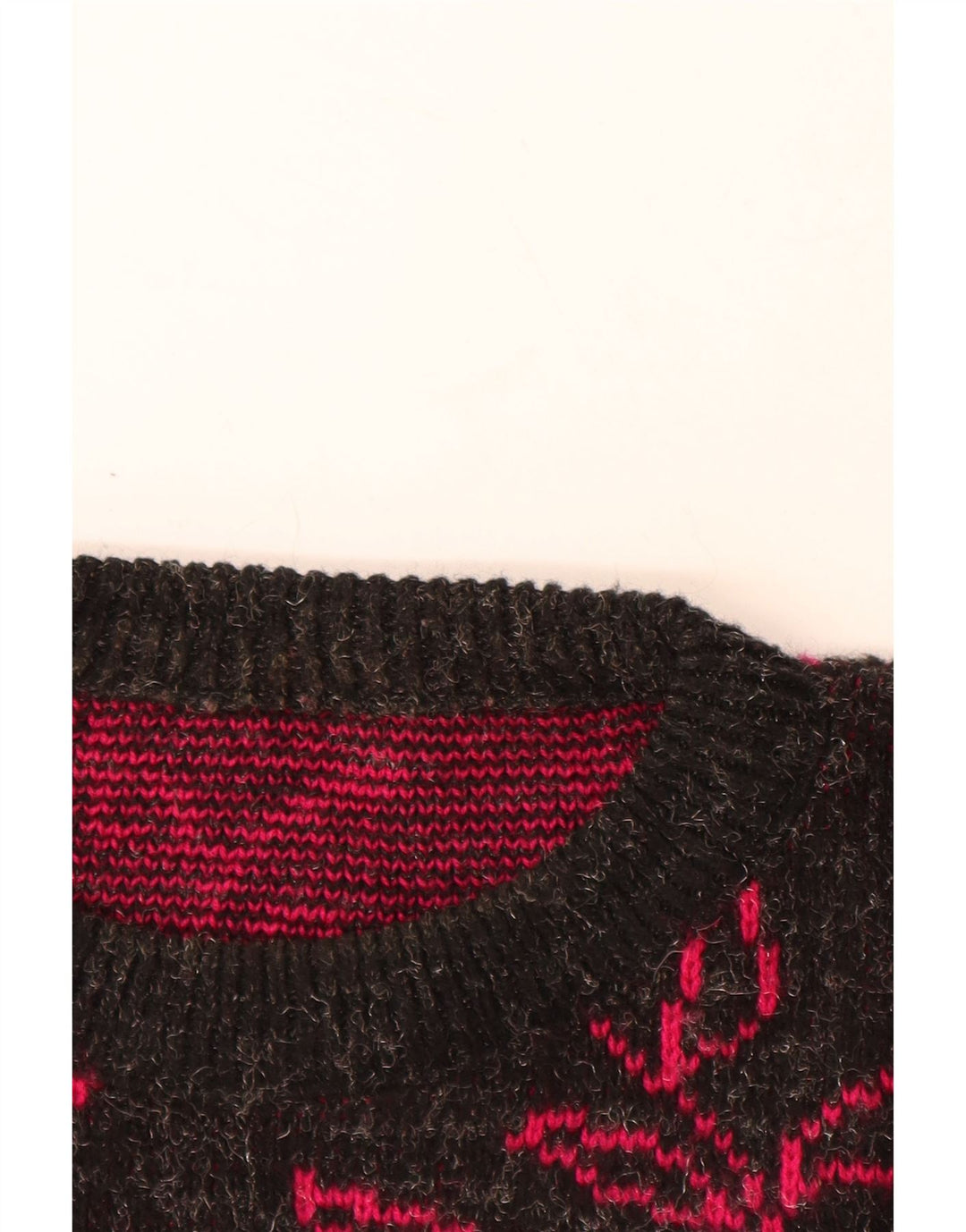 VINTAGE Womens Boat Neck Jumper Sweater UK 20 2XL Black Floral Acryl