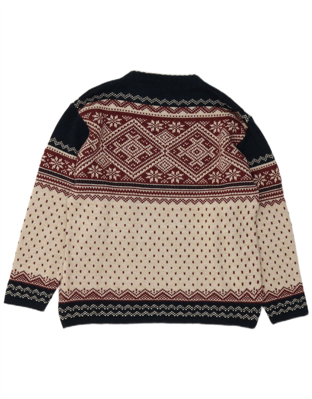 VINTAGE Herre sweater med rund hals, lille flerfarvet Fair Isle