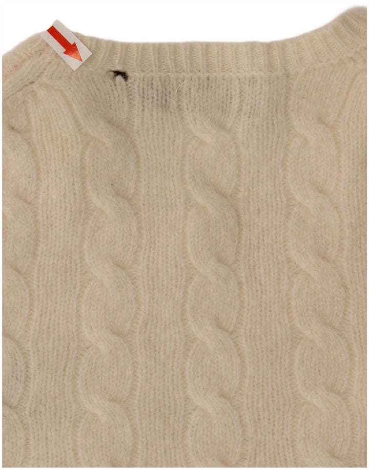 Polo Ralph Lauren Dame Crew Neck Jumper Sweater UK 12 Medium Off White