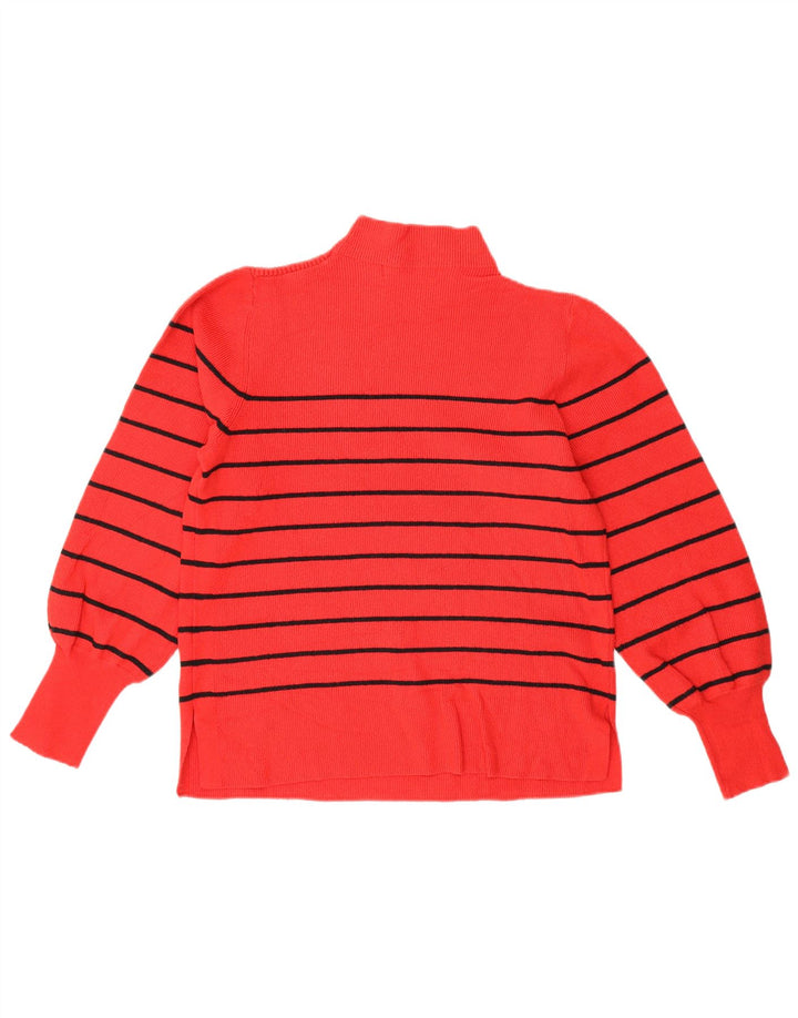 Marks & Spencer Dame Turtle Neck Jumper Sweater UK 14 Mellem rød stribet