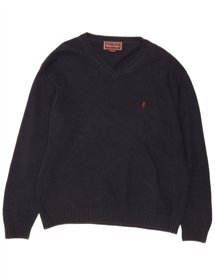 Marlboro Classics Herre V-hals sweater 2XL marineblå