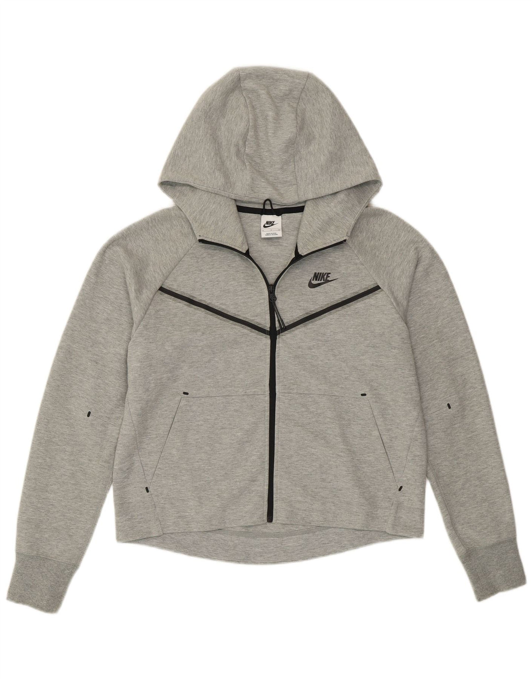 Nike Dame Oversized hættetrøje med lynlås UK 10 Small Grey Flecked Bomuld