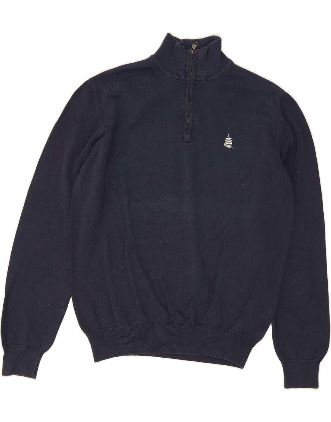 MARINA YACHTING Mens Zip Neck Jumper Sweater Medium Navy Blue Vintage Marina Yachting and Second-Hand Marina Yachting from Messina Hembry 