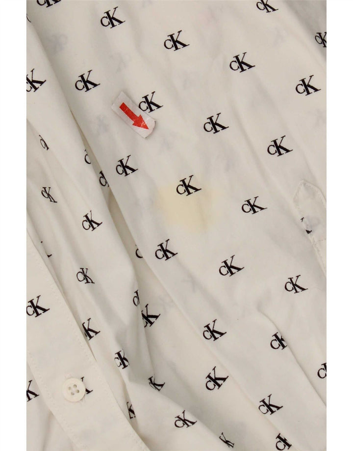 Calvin Klein Jeans Herre Grafisk Slim Fit Skjorte Medium Hvid Bomuld