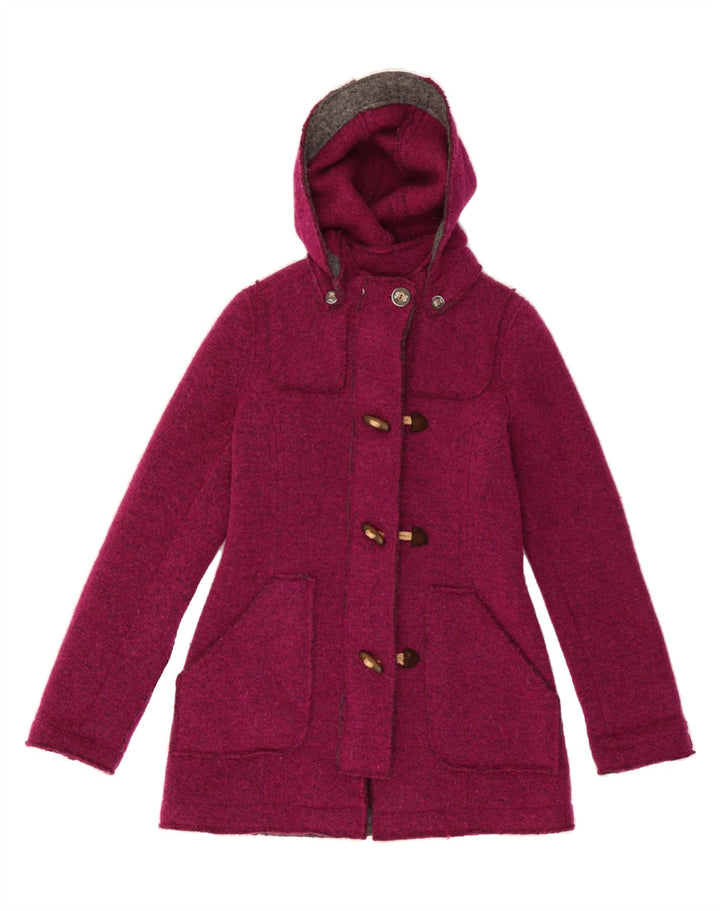 RIFLE Womens Hooded Knit Duffle Coat UK 14 Medium Burgundy Wool Vintage Rifle and Second-Hand Rifle from Messina Hembry 