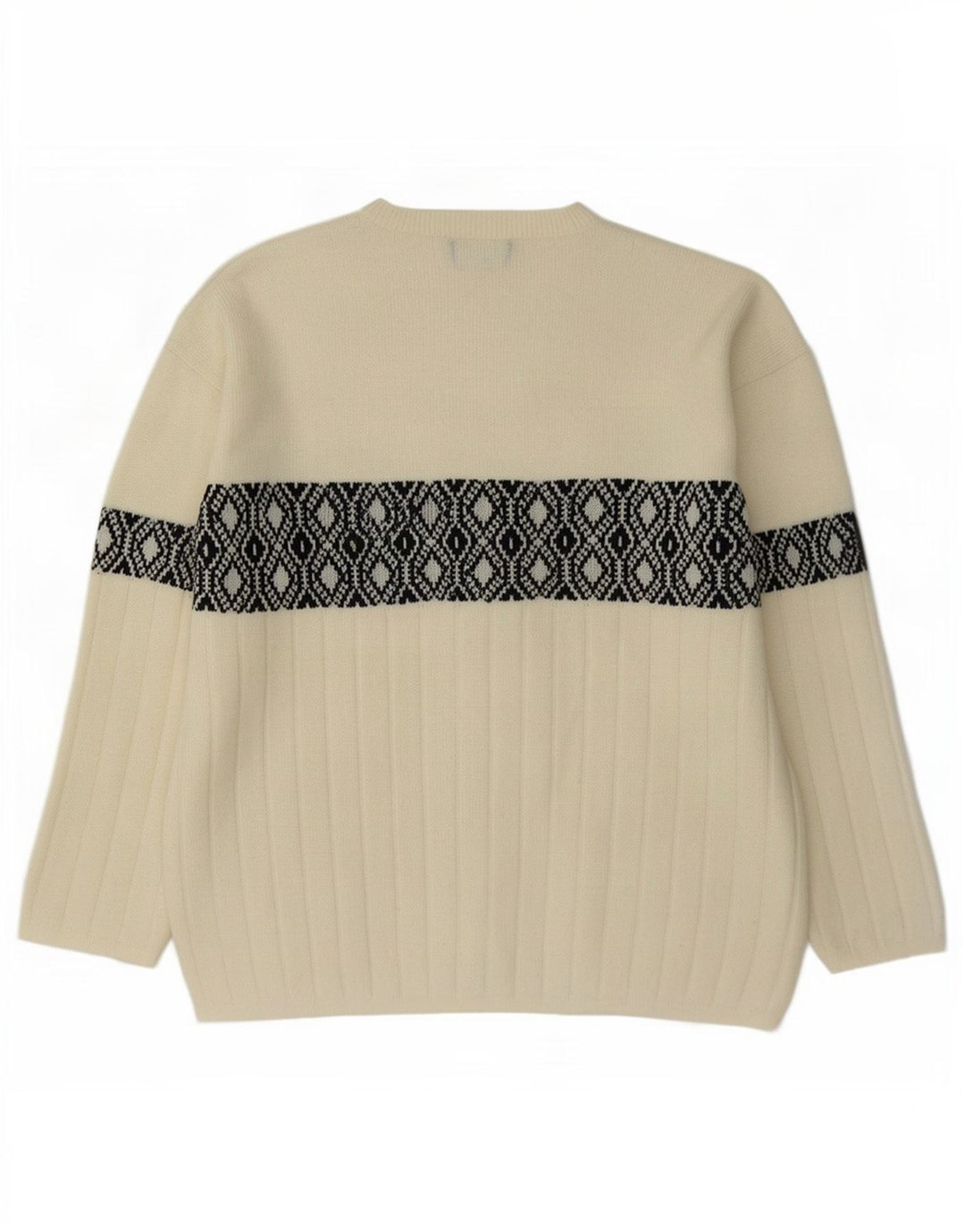Charly Herre Boat Neck Jumper Sweater Large Off White Geometrisk Uld