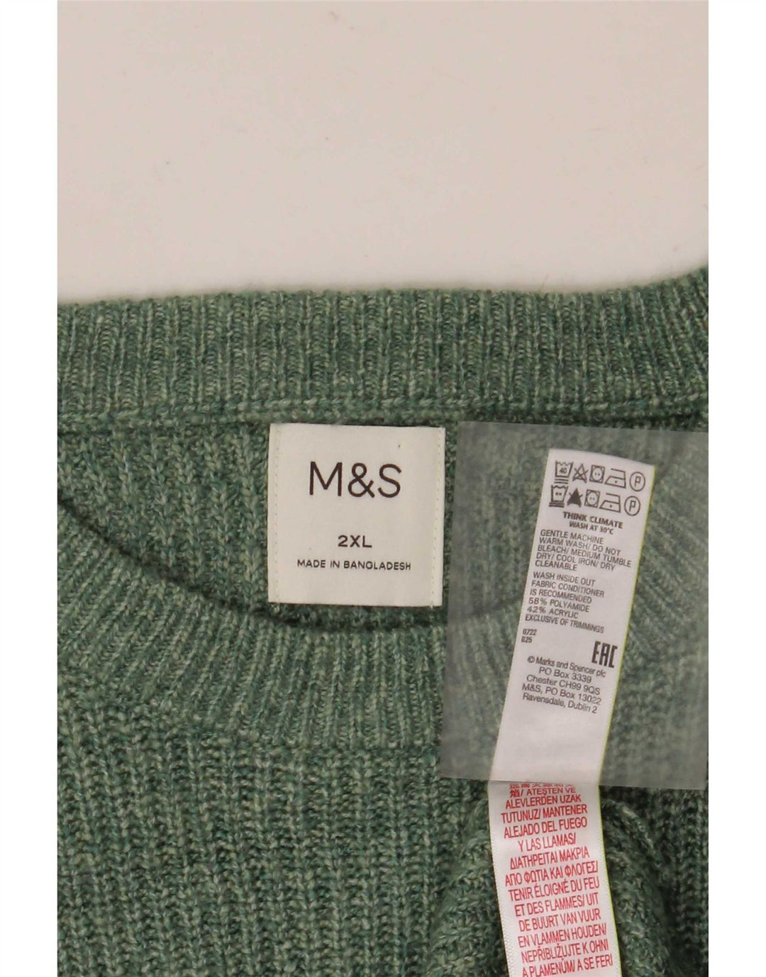 Marks & Spencer Herre sweater med rund hals 2XL Grøn polyamid