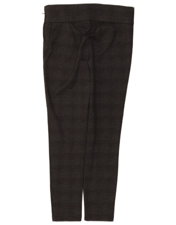 ZARA Dame Højtalje Slim Casual Bukser Large W30 L28 Grå ternet