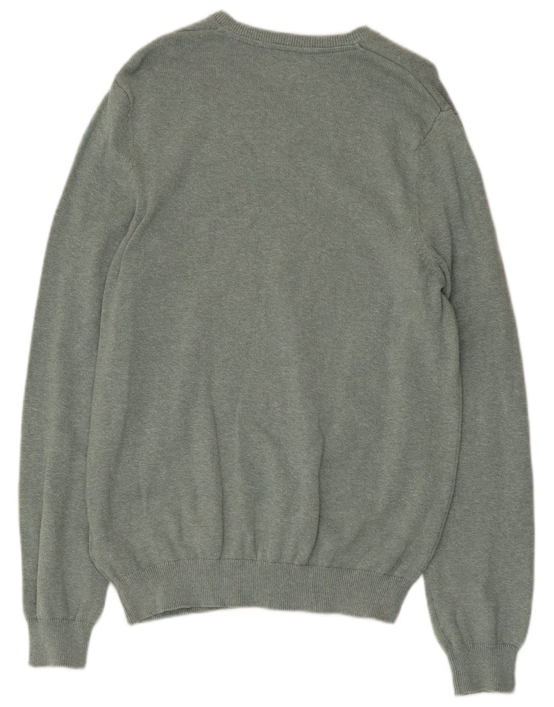 MARKS & SPENCER Herre V-hals sweater Medium Grøn Flecked Bomuld