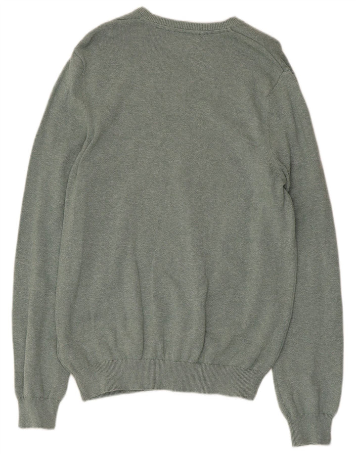 MARKS & SPENCER Herre V-hals sweater Medium Grøn Flecked Bomuld