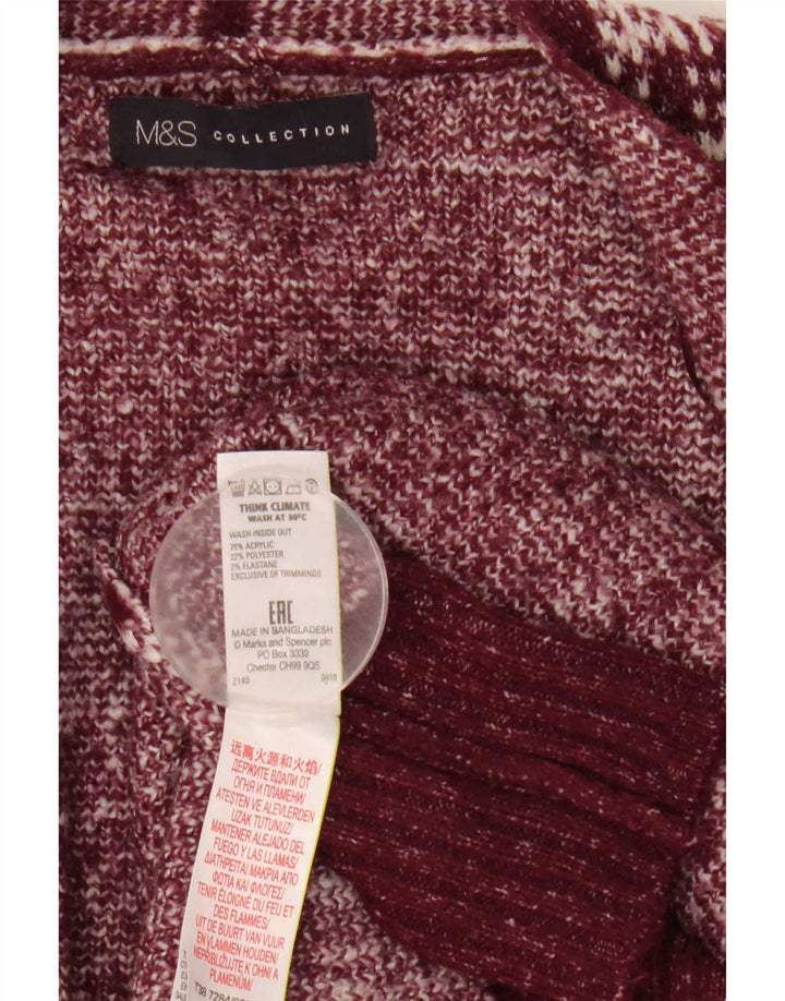 Marks & Spencer Dame Longline Cardigan Sweater UK 12 Medium Burgundy
