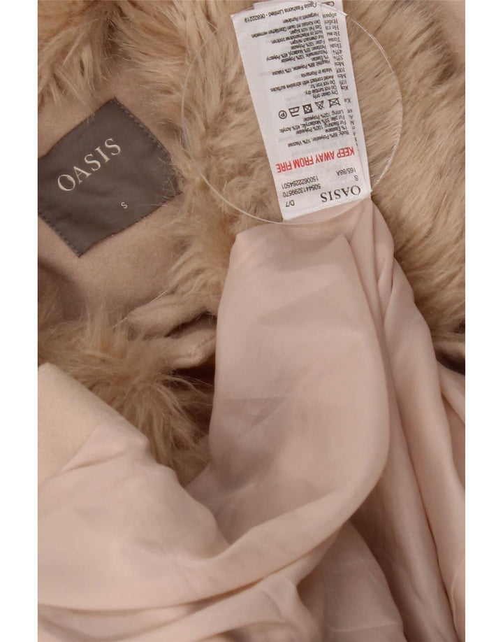Oasis Dame Overfrakke UK 10 Small Beige Polyester