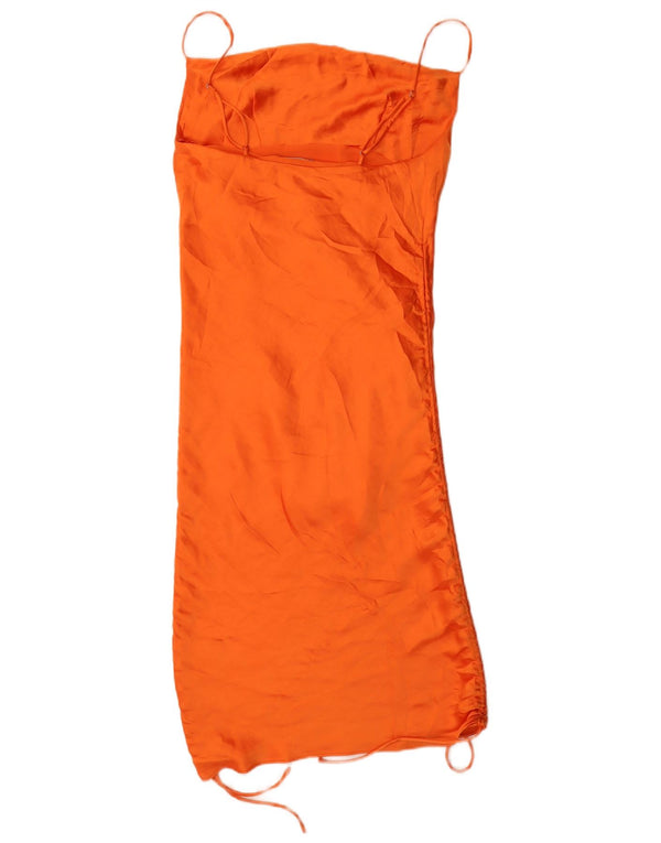 Zara Dame Slip Dress UK 8 Small Orange Polyester