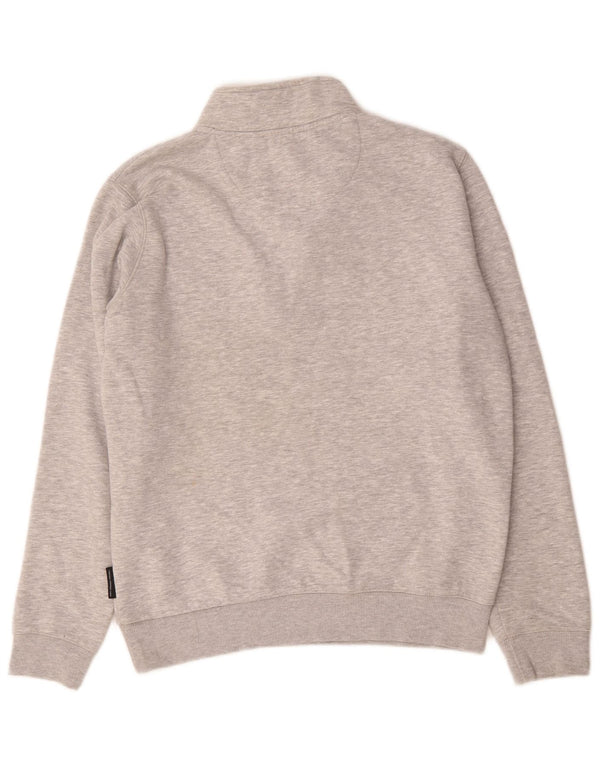 French Connection Herre Zip Neck Sweatshirt Jumper Medium Grå Flecked