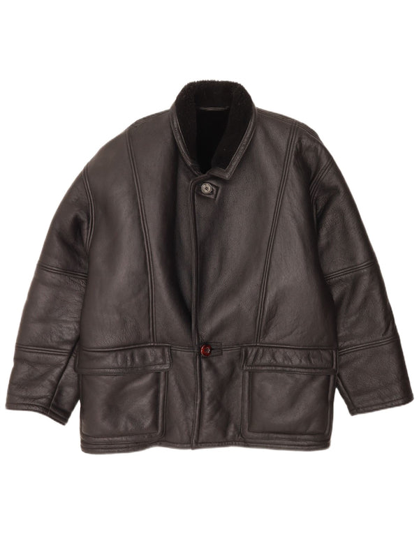 Vintage Mens Shearling Jacket IT 48 Medium Black
