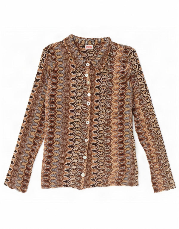 CLOCK HOUSE Womens By C&A Abstrakt mønster skjortebluse UK 12 Medium Brown