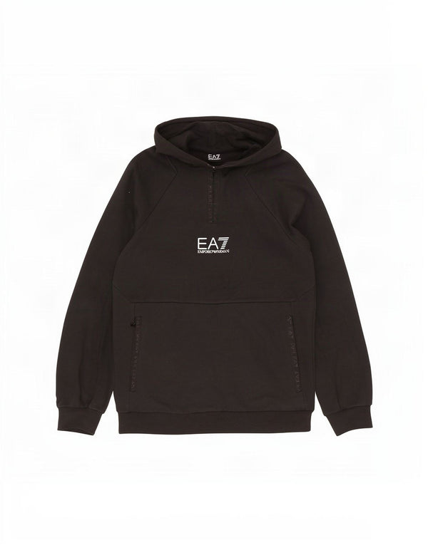 Emporio Armani Dame Grafisk Zip Neck Hættetrøje Jumper UK 16 Large Black