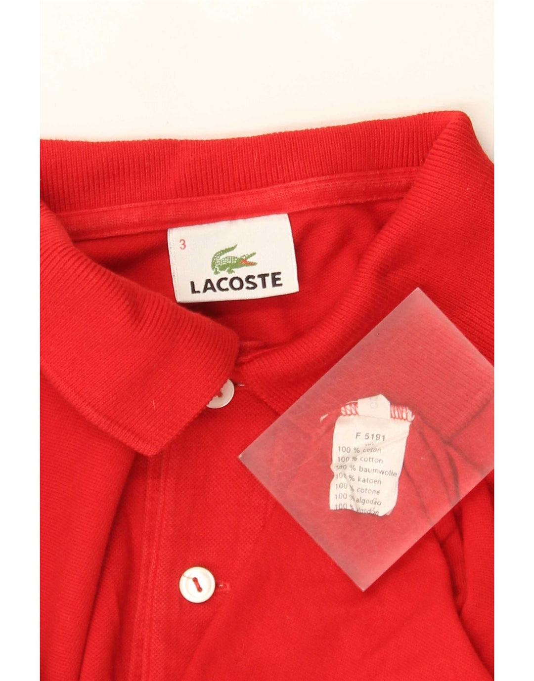 Lacoste Langærmet Polo Shirt til mænd Størrelse 3 Lille Rød Bomuld