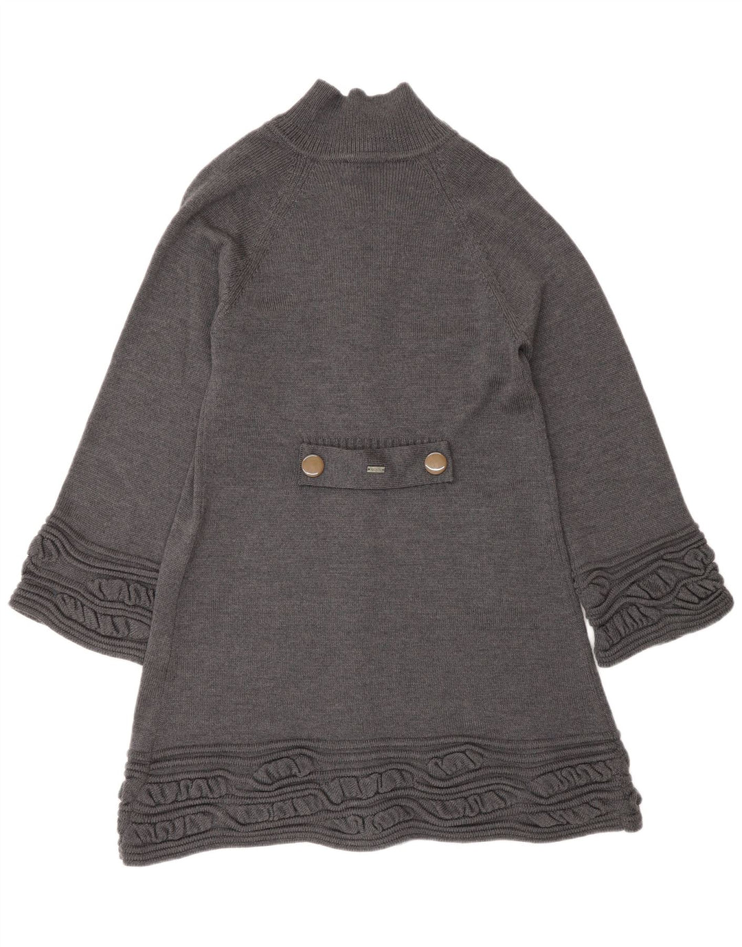Dame Longline Cardigan Sweater UK 14 Medium Grey Virgin Wool