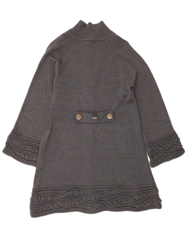 Dame Longline Cardigan Sweater UK 14 Medium Grey Virgin Wool